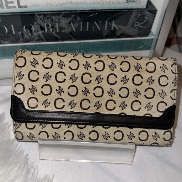 Vintage CELINE Monogram Jacquard Long Wallet Brown GUC - Picture 3 of 14
